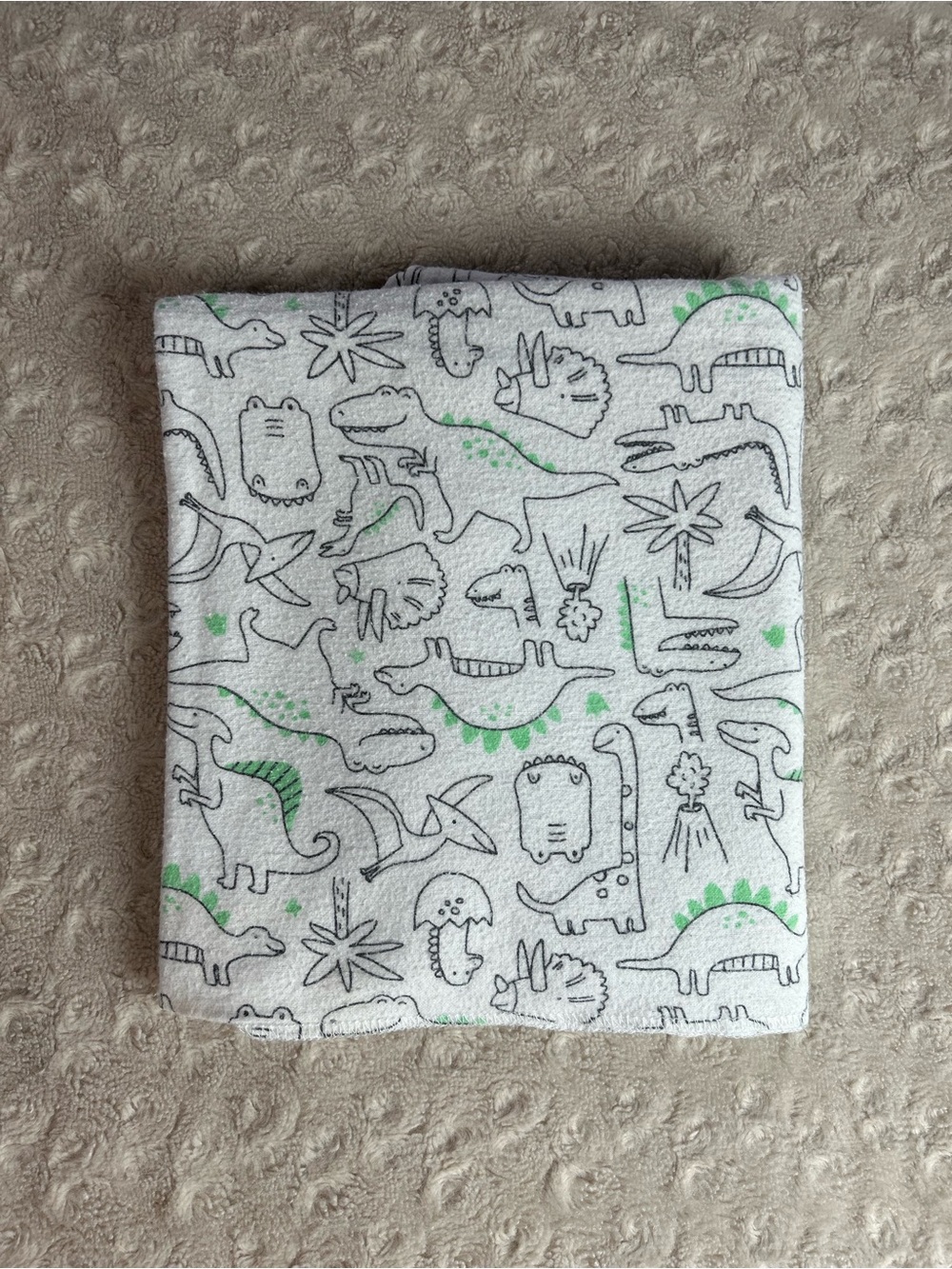 Carter's Dinosaurs Baby Receiving Blanket Green White Flannel Alligator Volcano